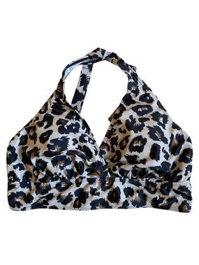 NWT Yonique Animal Print Padded Criss Cross Bikini Top Adjustable Straps 18W